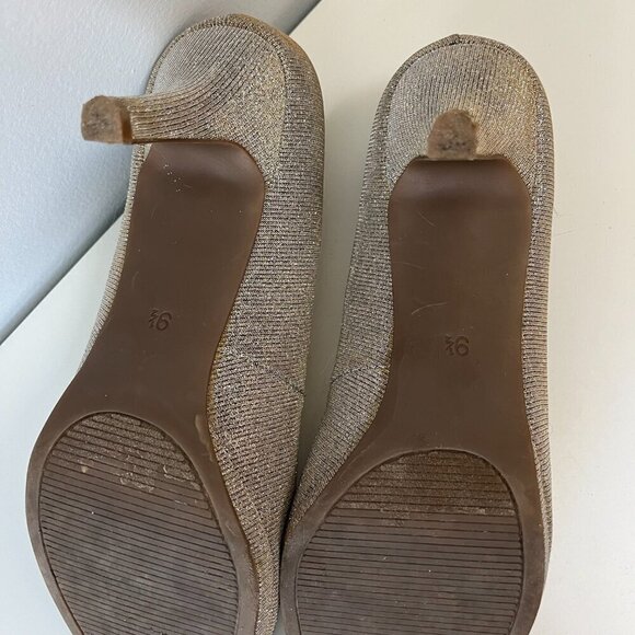 Kelly & Katie Peep Toe Gold/Silver Sparkle Fabric Open Toe Heels - Sz 9.5 - Picture 7 of 9